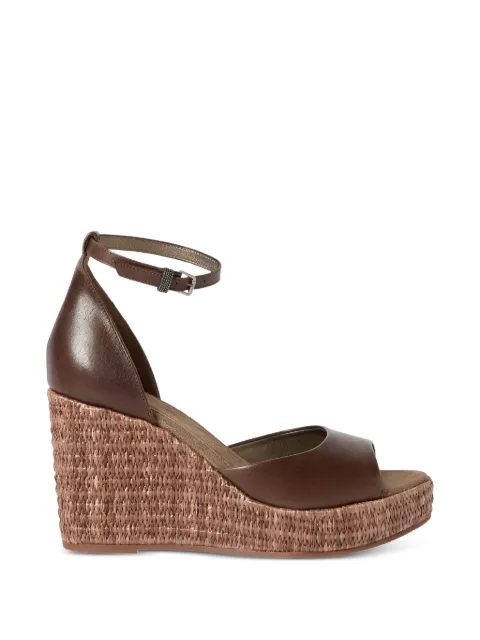 Brunello Cucinelli suede espadrille wedges with precious loop Brown MZSLG3291PC9122