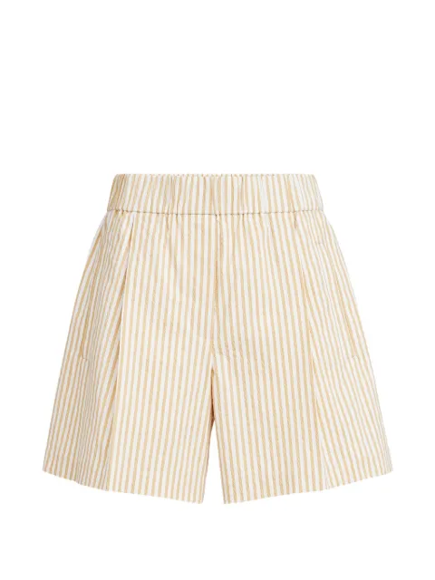 Brunello Cucinelli techno cotton striped seersucker shorts with monili Yellow MP589P9254C007