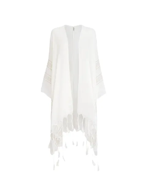 Brunello Cucinelli linen poncho with broderie anglaise White MSCDVSP02PC159
