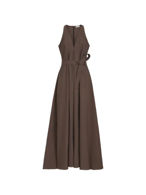 Brunello Cucinelli techno cotton poplin belted dress Brown MPF79AHY81C8705