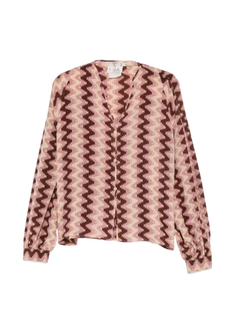 Valentino Garavani Pre-Owned 1980s zigzag-print blouse Brown VA350BCC