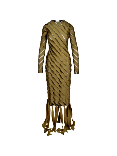 Ioana Ciolacu spiral fringed midi dress Green IC26DR10