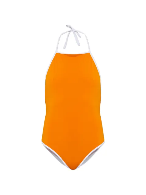 MM6 Maison Margiela halterneck contrast-trim swimsuit Orange MXBK00050