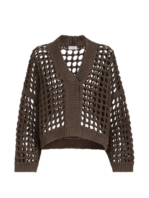 Brunello Cucinelli jute and cotton net cardigan Brown M3Y373406PC8705