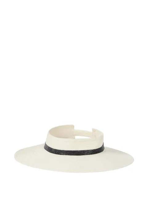Brunello Cucinelli hemp visor with precious band White MCAP99002PCU607