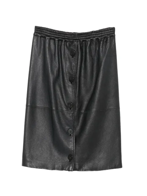 Valentino Garavani Pre-Owned 1990s button-up leather midi skirt Black VA480BBZA