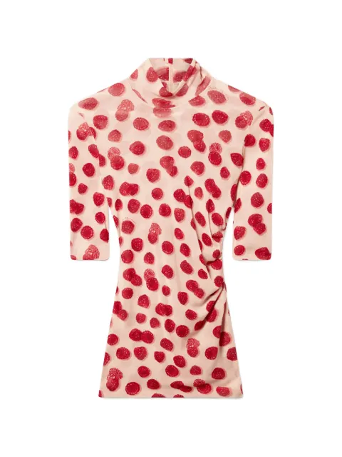 Stella McCartney raspberry print high-neck mesh top Pink 6J03593SQA65