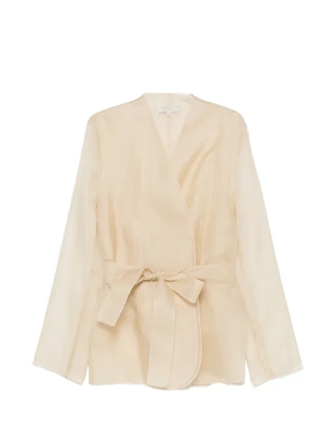 Antonelli Elia belted semi-sheer jacket Neutrals Q3693120C