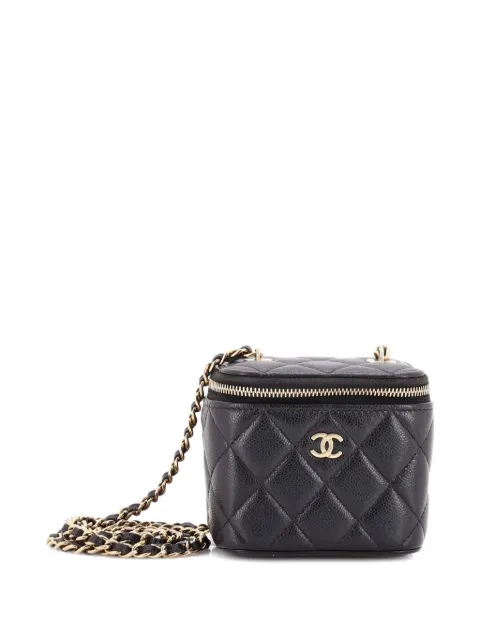 CHANEL Pre-Owned Classic Vanity Case with Chain Quilted Caviar Mini pouch Black C7HPQMZTGTVEJOXR