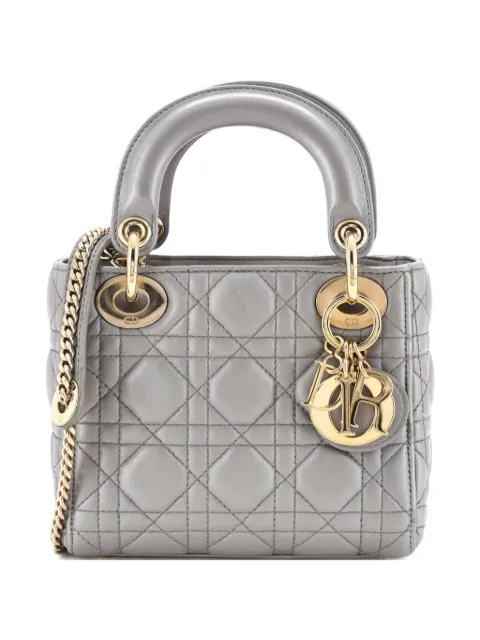 Christian Dior Pre-Owned Lady Dior Chain Bag Cannage Quilt Lambskin Mini satchel Grey 9TZWTDFW9P0BAEZD