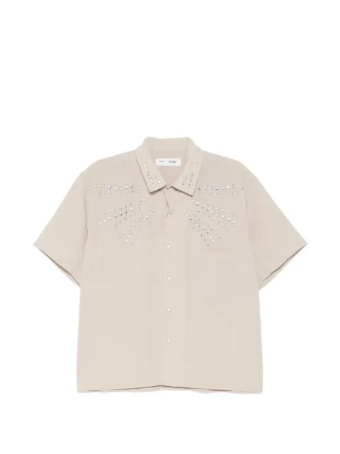 TOGA TOO stud-embellished short-sleeve shirt Neutrals TZ261FJ987