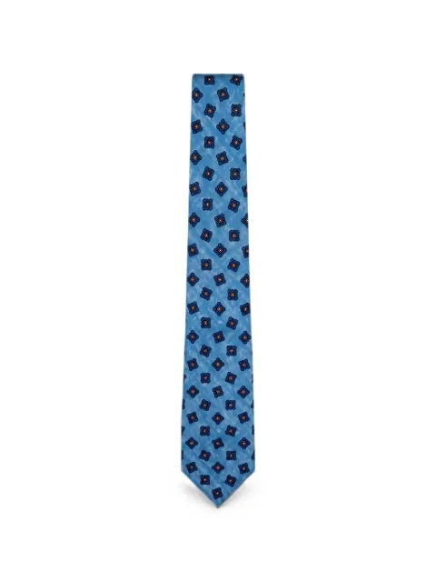 Kiton floral-print silk-twill tie Blue UCRVKRC08L69