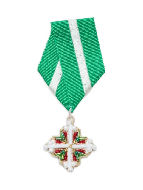 Undercover bead-embellished ribbon brooch Green UC1F4X03
