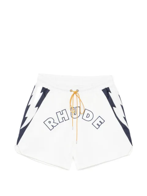 RHUDE logo-print drawstring shorts White RHSS26SH01202