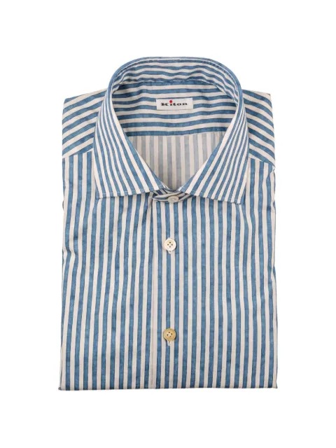 Kiton vertical-stripe spread-collar shirt Blue UCCH09672