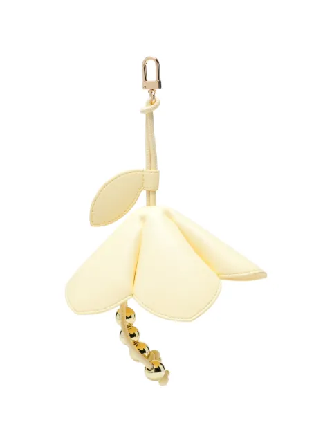 Themoirè flower-pendant beaded bag charm Yellow 261WTMHCNOOVF