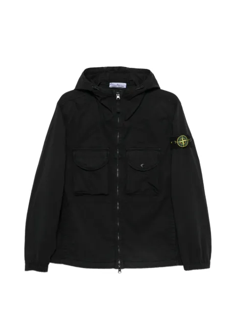 Stone Island logo-patch hooded jacket Black L2S151200004S0A10