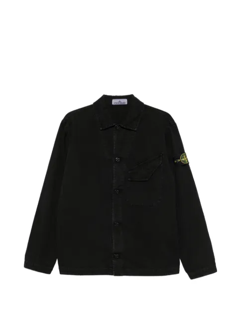 Stone Island logo-patch chest-pocket shirt jacket Black L2S151200012S0184