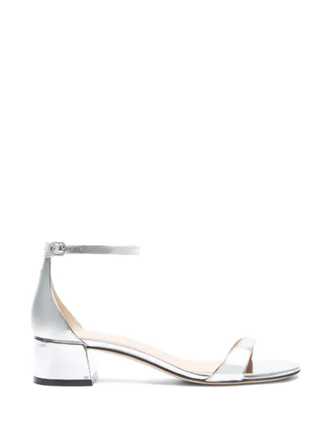 Stuart Weitzman Nudist Block 35 leather sandals Silver SL005LSPSLV