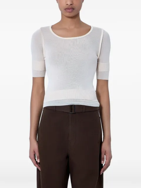 LEMAIRE seamless Trompe L'Oeil top in viscose silk Neutrals TS0025LK1017