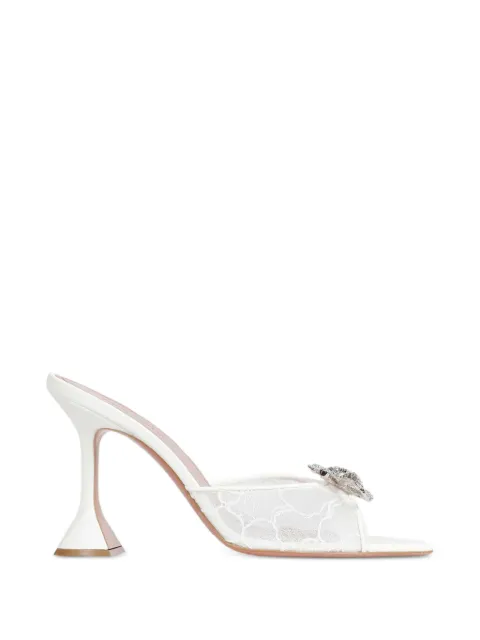 Amina Muaddi crystal-embellished lace sandals White 16S365948ROS