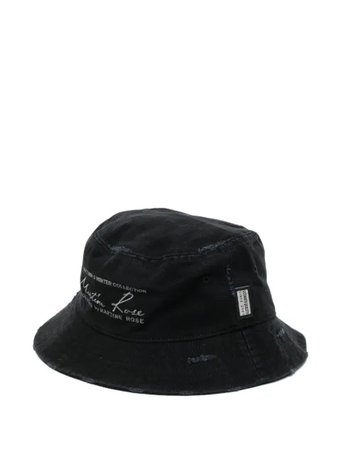 Martine Rose distressed embroidered bucket hat Black 1224WP13002