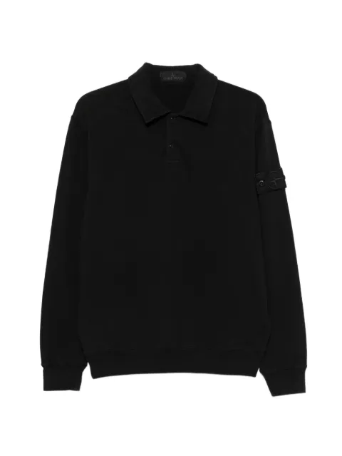 Stone Island logo-patch long-sleeve polo shirt Black L2S156100026S0F53