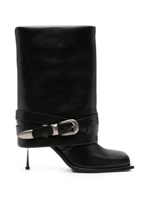 JW Pei Emilia buckled leather boots Black 5BS1171