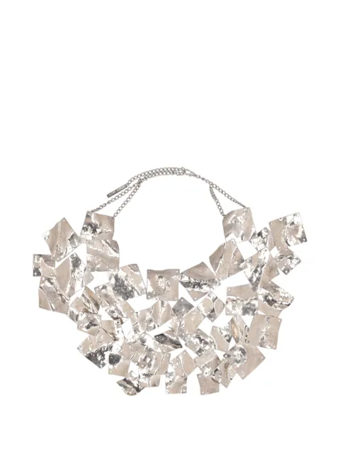 Costume National Vintage hammered-effect square-link necklace Silver MR03122513
