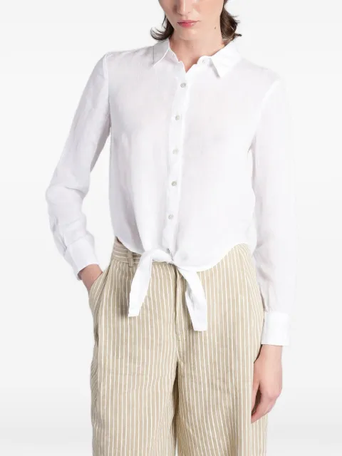 120% Lino tie-front long-sleeve shirt White 33ALIW19KA0000115000