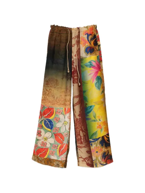 120% Lino printed palazzo pants Brown 33BLIW29S1000G488700