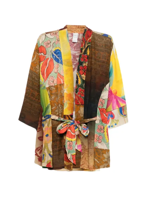 120% Lino floral-print kimono Brown 33BLIW89SZ000G488700