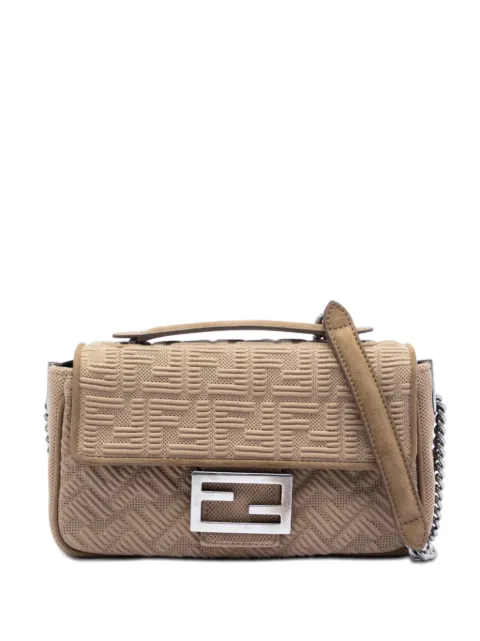 Fendi Pre-Owned 2010-2026 Zucca Embossed Technical Fabric Chain Midi Baguette shoulder bag Neutrals JHB49POC9I0LB4P2