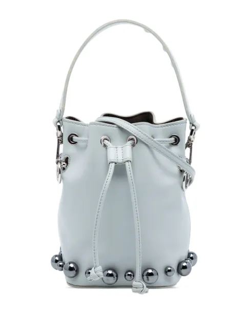 Fendi Pre-Owned 2010-2025 Mini Leather Pearl Mon Tresor Bucket Bag satchel Grey GK159CESFSMM53X0