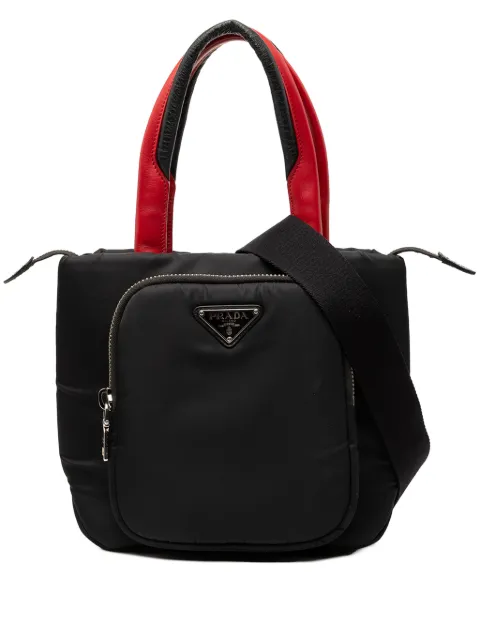 Prada Pre-Owned 2013-2025 Small Tessuto Pocket Top Handle Cargo Bag satchel Black O0KVXDNAIWP1BOJT