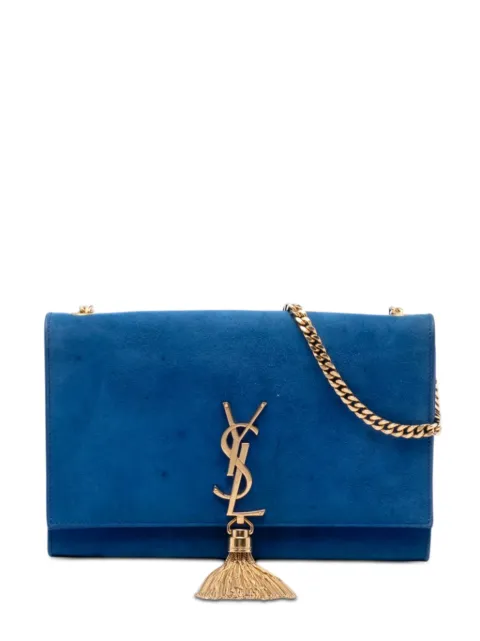 Saint Laurent Pre-Owned 2015 Medium Suede Monogram Kate Tassel crossbody bag Blue ZJNGI4VASIN7HJE5