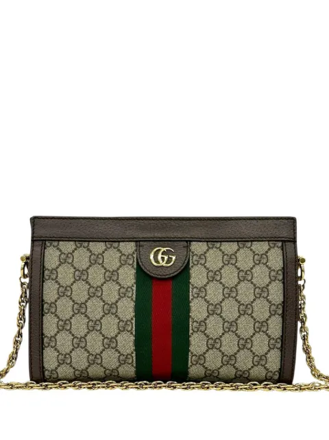 Gucci Pre-Owned 2016-2026 Small GG Supreme Web Ophidia Chain crossbody bag Neutrals 91FOW2WK2WMGLNCK