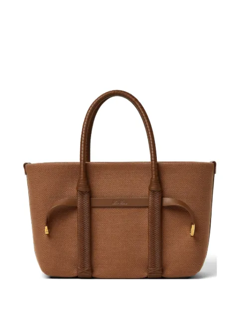 Loro Piana smal leather-trim canvas tote bag Brown FAR1114B5UR