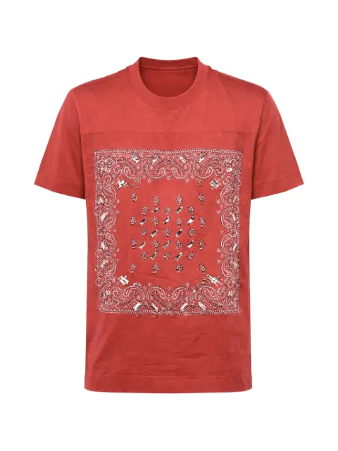 Givenchy Bandana-print rhinestone-embellished T-shirt Red BM717W3Y6B640