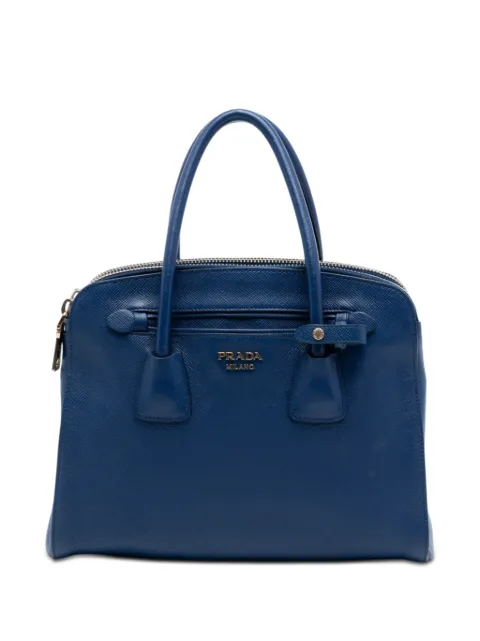 Prada Pre-Owned 2013-2025 Saffiano Cuir Double Zip Top Handle Bag satchel Blue ZV7U4551XQX2D347