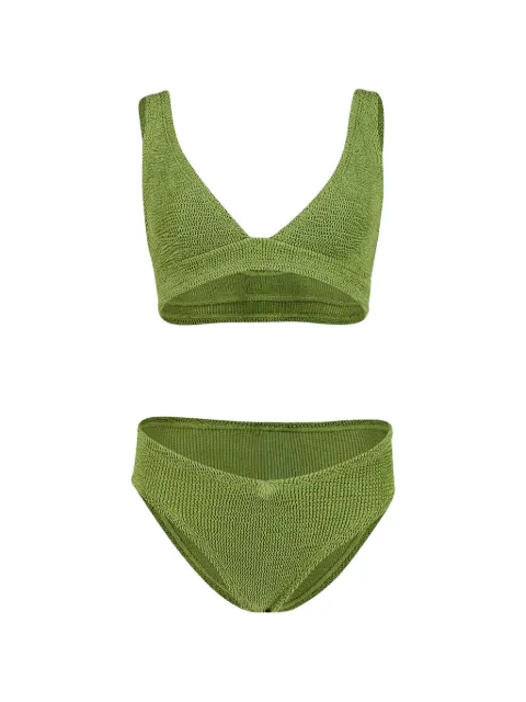 Hunza G Angel metallic crinkle bikini Green ANGELBIKINI