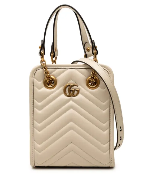 Gucci Pre-Owned 2016-2026 Mini GG Marmont Matelasse Leather satchel Brown EQ9O4Q6ZNE7TDK5A