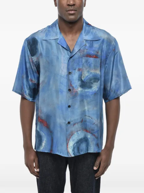 Marni printed silk bowling shirt Blue CUMU0213OUUTSF97