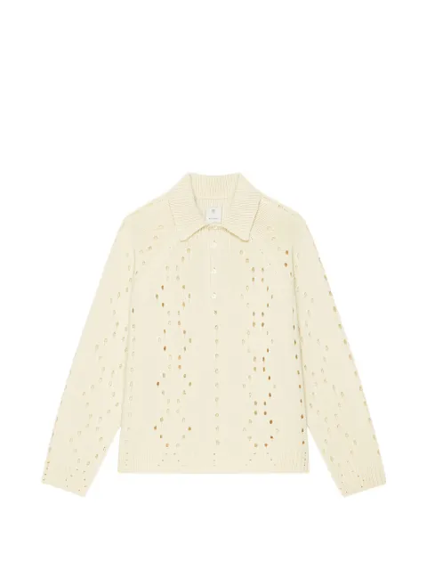 Givenchy openwork-knit polo sweater Neutrals BM90RD4YHS100