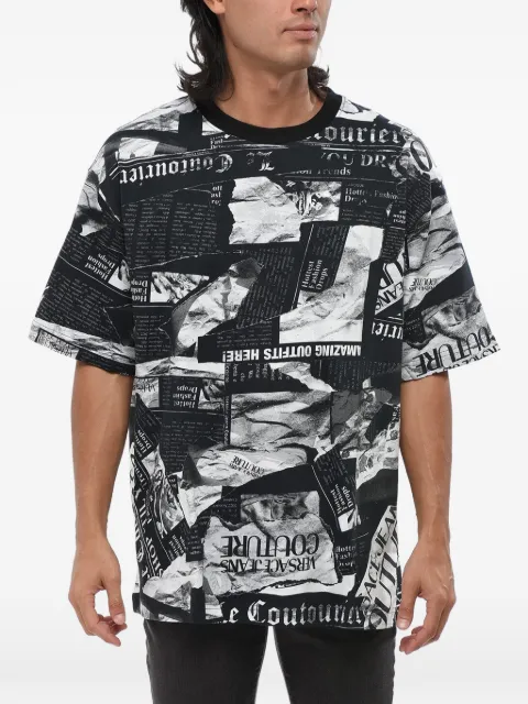 Versace Jeans Couture newspaper-print T-shirt Black 76GAH6L0JS2