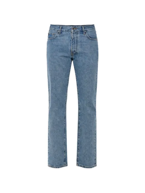 Off-White Diag-print slim-fit jeans Blue OMYA147C99DEN0024901