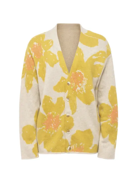 The Elder Statesman Floating Florals cashmere cardigan Neutrals 230420C941