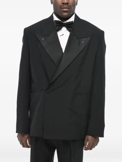 Givenchy double-breasted satin-lapel blazer Black BM30EA14XM