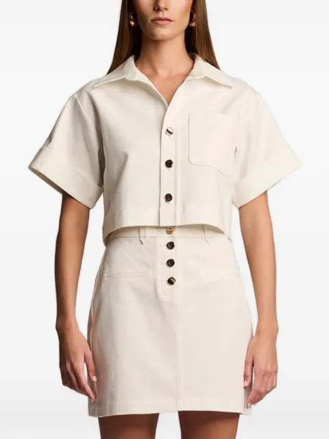 HEVRON Ellison cropped short-sleeve shirt Neutrals HSP26T034