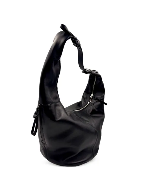 Bonastre Bow curved-zip leather shoulder bag Black BN208BOWM